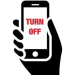turn off mobile phones icon phone hand label 32938585