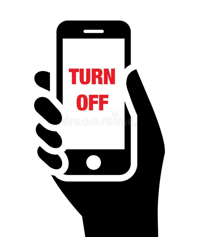 turn off mobile phones icon phone hand label 32938585